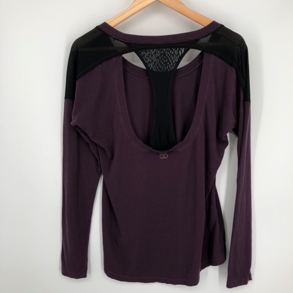 Calia Womens Top Size Large Grape Purple Active Mesh Open Back Workout Gym Gorp - Picture 6 of 12